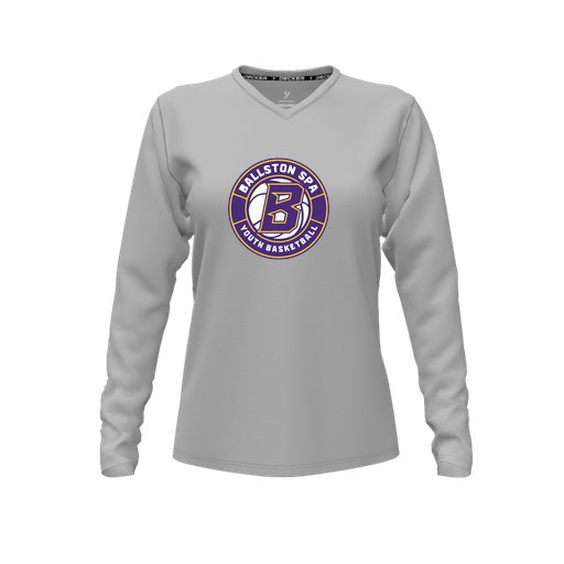 [FTLVCFGY-FYXS-LOGO1] Decker Comfort T-Shirt (Female Youth XS, Gray, V Neck, Logo 1, Long Sleeve)