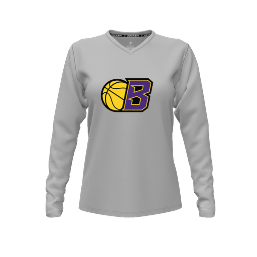 [FTLVCFGY-FYXS-LOGO2] Decker Comfort T-Shirt (Female Youth XS, Gray, V Neck, Logo 2, Long Sleeve)