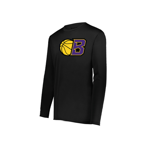 [222823.080.S-LOGO2] Youth LS Smooth Sport Shirt (Youth S, Black, Logo 2)