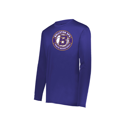 [222823.747.S-LOGO1] Youth LS Smooth Sport Shirt (Youth S, Purple, Logo 1)