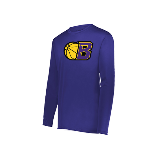 [222823.747.S-LOGO2] Youth LS Smooth Sport Shirt (Youth S, Purple, Logo 2)