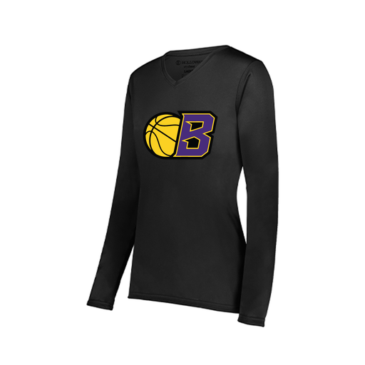 [222824.080.S-LOGO2] Ladies LS Smooth Sport Shirt (Female Adult S, Black, Logo 2)