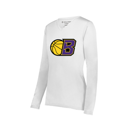 [222824.005.S-LOGO2] Ladies LS Smooth Sport Shirt (Female Adult S, White, Logo 2)