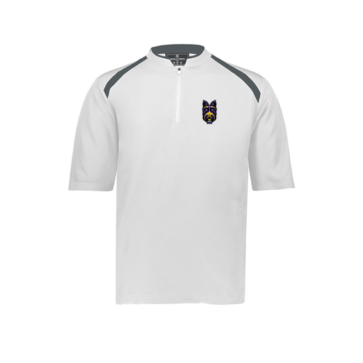 [229681-YS-WHT-LOGO4] Youth Dugout Short Sleeve Pullover (Youth S, White, Logo 4)