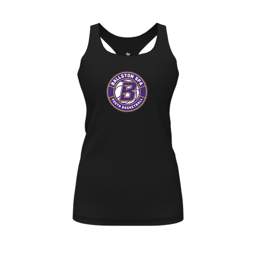 [CUS-DFW-RCBK-PER-BLK-FYS-LOGO1] Racerback Tank Top (Female Youth S, Black, Logo 1)