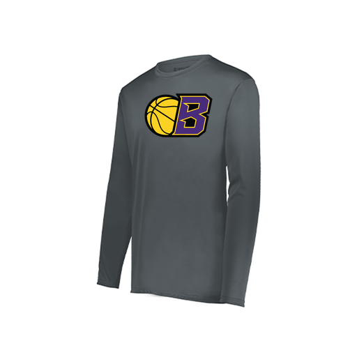 [222823.059.S-LOGO2] Youth LS Smooth Sport Shirt (Youth S, Gray, Logo 2)