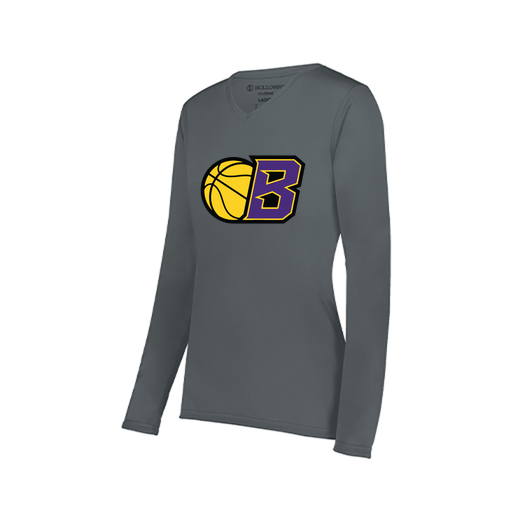 [222824.059.S-LOGO2] Ladies LS Smooth Sport Shirt (Female Adult S, Gray, Logo 2)